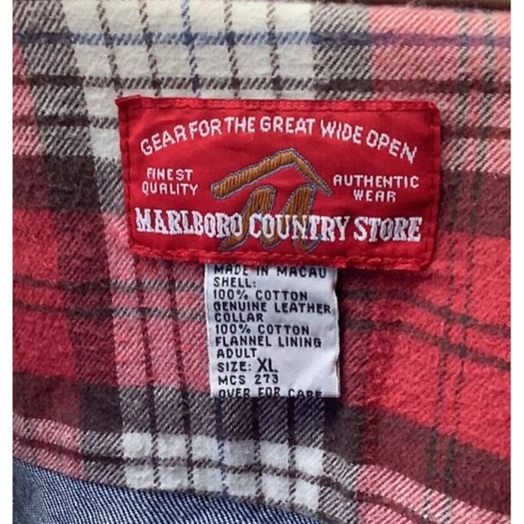 Vintage 90's Marlboro Country Store Denim Jacket Leather Collar Size XL - Picture 13 of 13